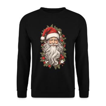 Nostalgischer Weihnachtszauber Weihnachtsmann - Unisex Pullover - Schwarz - Vorne - Alina (178cm) & Michal (187cm)