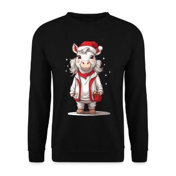 Festliches Pony Winter Design Pferdeliebhaber - Unisex Pullover - Schwarz - Vorne - Alina (178cm) & Michal (187cm)