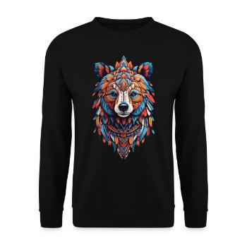 Spirit Bear Meditation Yoga Mandala Feather Design - Unisex Sweatshirt - black - Front - Alina (178cm) & Michal (187cm)