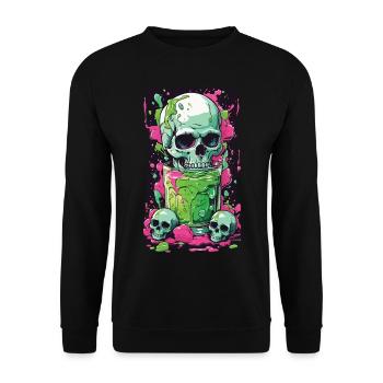 Gothic Skull Weirdcore Gift Illustration - Unisex Sweatshirt - black - Front - Alina (178cm) & Michal (187cm)