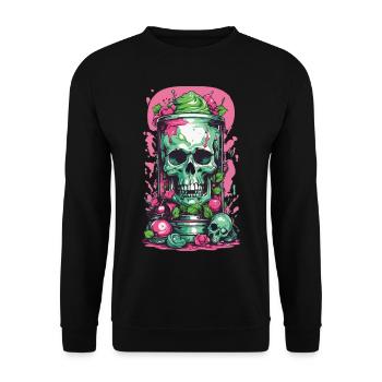 Pastel Goth Okkultes Skull Weirdcore Design - Unisex Pullover - Schwarz - Vorne - Alina (178cm) & Michal (187cm)