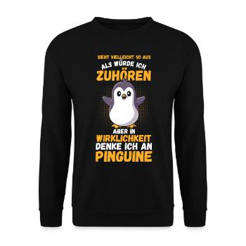 Pinguin - Unisex Pullover - Schwarz - Vorne - Alina (178cm) & Michal (187cm)