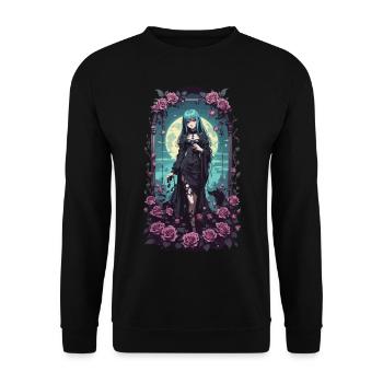 Anime Gothic Girl Magical Victorian Aesthete - Unisex Sweatshirt - black - Front - Alina (178cm) & Michal (187cm)