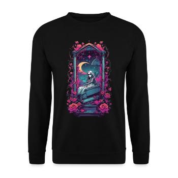 Neon Gothic Friedhof Okkultes Design - Unisex Pullover - Schwarz - Vorne - Alina (178cm) & Michal (187cm)