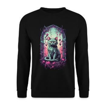 Gothic Halloween Cats Underworld Monster Design - Unisex Sweatshirt - black - Front - Alina (178cm) & Michal (187cm)