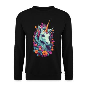 Magical Unicorn in Pastel Rainbow Colors - Unisex Sweatshirt - black - Front - Alina (178cm) & Michal (187cm)