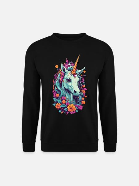 Magisches Einhorn in Pastell Regenbogenfarben - Unisex Pullover - Schwarz