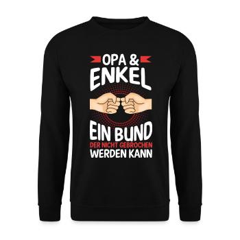 Großvater Opa und Enkel - Unisex Pullover - Schwarz - Vorne - Alina (178cm) & Michal (187cm)