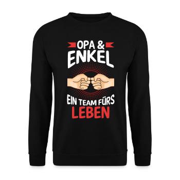 Großvater Opa und Enkel - Unisex Pullover - Schwarz - Vorne - Alina (178cm) & Michal (187cm)