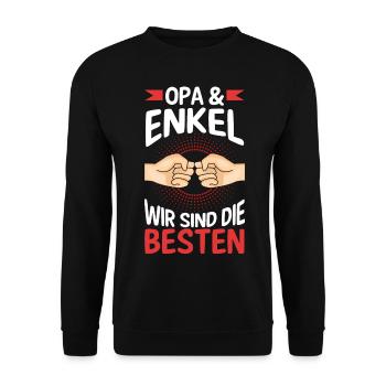Großvater Opa und Enkel - Unisex Pullover - Schwarz - Vorne - Alina (178cm) & Michal (187cm)