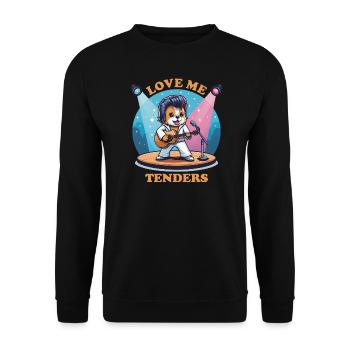 Love Me Tenders 70s Music Dog Funny Animals - Unisex Sweatshirt - black - Front - Alina (178cm) & Michal (187cm)