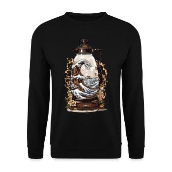 Japanese Coffee Wave Aesthetic Coffee Design - Unisex Sweatshirt - black - Front - Alina (178cm) & Michal (187cm)