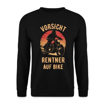 Motorrad Vintage Pensionär Rentner - Unisex Pullover - Schwarz - Vorne - Alina (178cm) & Michal (187cm)