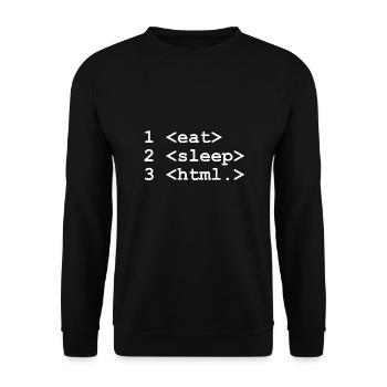 Eat Sleep HTML - Unisex Sweatshirt - black - Front - Alina (178cm) & Michal (187cm)