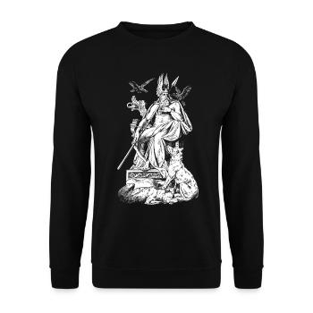 Odin on throne with spears, ravens and wolves - Unisex Sweatshirt - black - Front - Alina (178cm) & Michal (187cm)