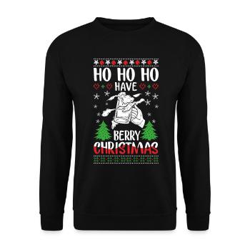 Festive Christmas pony with berry motif - Unisex Sweatshirt - black - Front - Alina (178cm) & Michal (187cm)