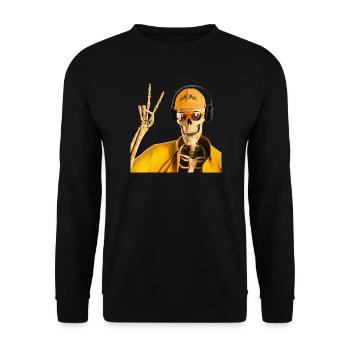 Sensenmann liebt coole Musik - Unisex Pullover - Schwarz - Vorne - Alina (178cm) & Michal (187cm)