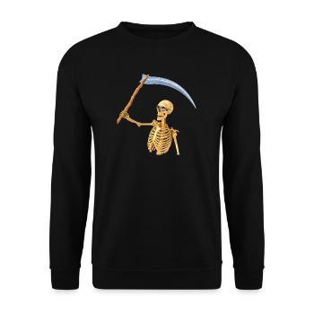 Hurra, wieder ein toller Tag! - Unisex Pullover - Schwarz - Vorne - Alina (178cm) & Michal (187cm)