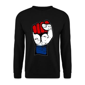 Poing du drapeau de la Hollande utilisé - Sweat-shirt Unisexe - noir - Devant - Alina (178cm) & Michal (187cm)