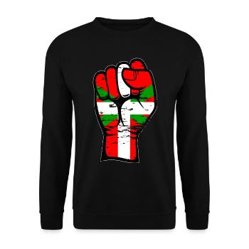 Baskische Flagge Faust used - Unisex Pullover - Schwarz - Vorne - Alina (178cm) & Michal (187cm)