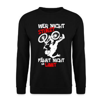 Fahrradsturz mit Humor Motive - Unisex Pullover - Schwarz - Vorne - Alina (178cm) & Michal (187cm)