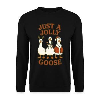 Weihnachten Just A Jolly Goose lustiges Design - Unisex Pullover - Schwarz - Vorne - Alina (178cm) & Michal (187cm)