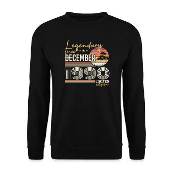 December 1990 35th Anniversary Gift - Unisex Sweatshirt - black - Front - Alina (178cm) & Michal (187cm)
