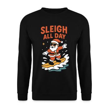 Schlitten-Ganztägiges Surfen am Weihnachtsfest - Unisex Pullover - Schwarz - Vorne - Alina (178cm) & Michal (187cm)