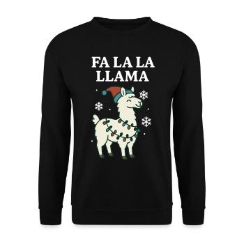 Fa La La Llama Drôle de Noël Père Noël - Sweat-shirt Unisexe - noir - Devant - Alina (178cm) & Michal (187cm)