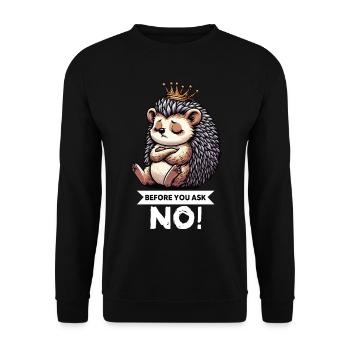 Before You Ask Igel Igelliebhaber Igelfan Stachel - Unisex Pullover - Schwarz - Vorne - Alina (178cm) & Michal (187cm)