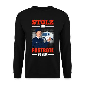 Briefträger STOLZ EIN POSTBOTE ZU SEIN Lustig - Unisex Pullover - Schwarz - Vorne - Alina (178cm) & Michal (187cm)
