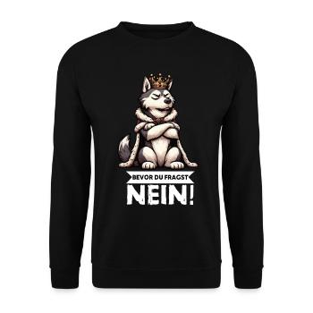Before you ask Husky Huskies Husky Owners - Unisex Sweatshirt - black - Front - Alina (178cm) & Michal (187cm)