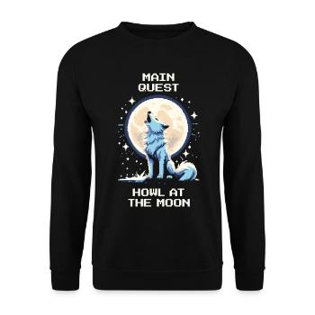Main Quest: Howling to the Moon | Wolf - Unisex Sweatshirt - black - Front - Alina (178cm) & Michal (187cm)