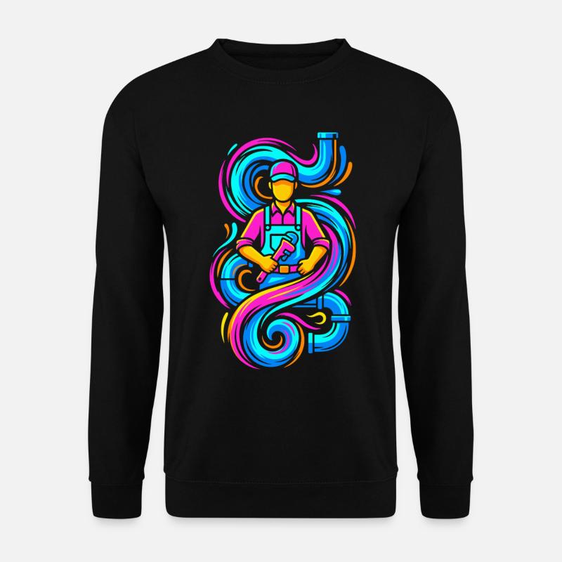 Klempner mit Schraubenschlüssel - Unisex Pullover - Schwarz
