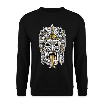 Masque Maya Inca Or et Blanc Totem Tribal - Sweat-shirt Unisexe - noir - Devant - Alina (178cm) & Michal (187cm)