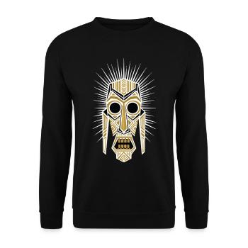 Tribal Geometric Mask White Gold Solar Totem - Unisex Sweatshirt - black - Front - Alina (178cm) & Michal (187cm)