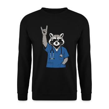 Infirmier Rock Raton Laveur - Humour Infirmière - Sweat-shirt Unisexe - noir - Devant - Alina (178cm) & Michal (187cm)