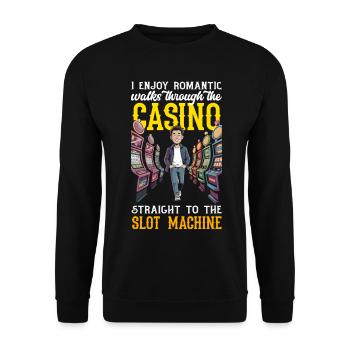 Romantische Spaziergänge Zum Spielautomaten - Unisex Pullover - Schwarz - Vorne - Alina (178cm) & Michal (187cm)