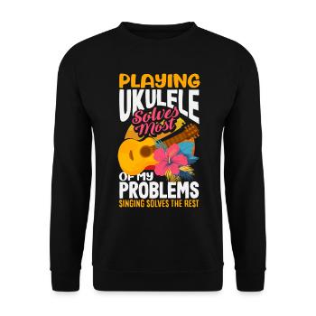 Ne me force pas à utiliser ma voix de ukulélé, musicien hawaïen - Sweat-shirt Unisexe - noir - Devant - Alina (178cm) & Michal (187cm)
