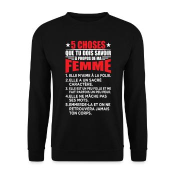 Mari Couple Cadeau Humour Personnalisé - Sweat-shirt Unisexe - noir - Devant - Alina (178cm) & Michal (187cm)