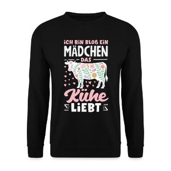 Ich Bin Bloß Ein Mädchen Das Kühe Liebt Kuh - Unisex Pullover - Schwarz - Vorne - Alina (178cm) & Michal (187cm)
