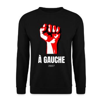 À Gauche 2027 - Elections présidentielles France - Sweat-shirt Unisexe - noir - Devant - Alina (178cm) & Michal (187cm)