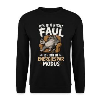 Ich Bin Nicht Faul Ich Bin Im Energiesparmodus - Unisex Pullover - Schwarz - Vorne - Alina (178cm) & Michal (187cm)