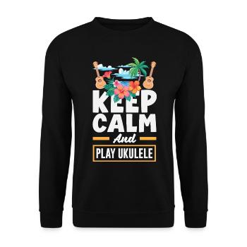 Lustiges Ukulele Designs Und Sprüche - Unisex Pullover - Schwarz - Vorne - Alina (178cm) & Michal (187cm)