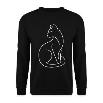 Silhouette du chat matouau aux lignes blanches - Sweat-shirt Unisexe - noir - Devant - Alina (178cm) & Michal (187cm)