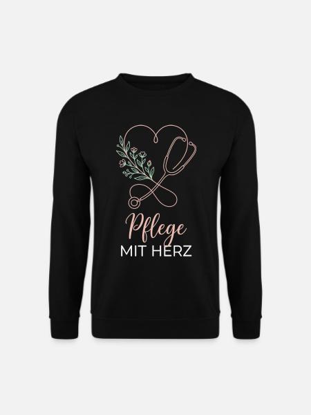 Pflege mit Herz Floral - Unisex Pullover - Schwarz