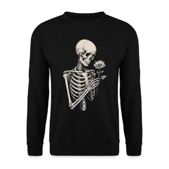 Memento-Skelettblume - Unisex Pullover - Schwarz - Vorne - Alina (178cm) & Michal (187cm)