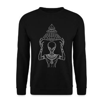 Alien-Pyramidenarchitekt - Unisex Pullover - Schwarz - Vorne - Alina (178cm) & Michal (187cm)