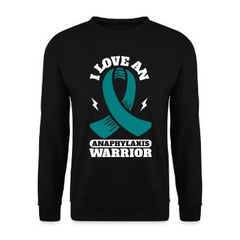 Ich liebe einen Kämpfer - Anaphylaxie - Unisex Pullover - Schwarz - Vorne - Alina (178cm) & Michal (187cm)