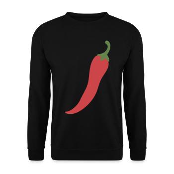 Chilischote Lebensmittel Illustration Geschenkidee - Unisex Pullover - Schwarz - Vorne - Alina (178cm) & Michal (187cm)